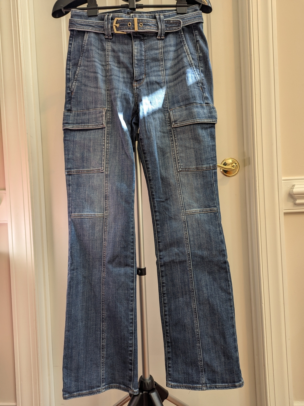 White House Black Market Cargo Bootcut Jeans with Belt